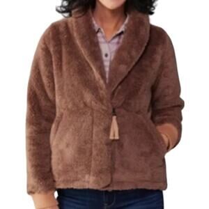 Rei Co-Op Nook Cardigan Sweater Pocket Shawl Collar Fleece Nomad Brown Medium